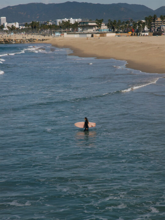 Santa Monica surfer at the beach
